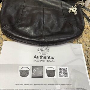Coach Black Leather Shoulder Bag with Carriage Charm